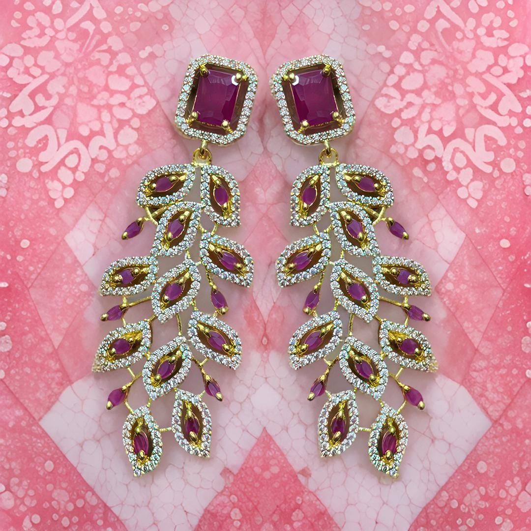 Dazzle with these exquisite ruby and diamond earrings