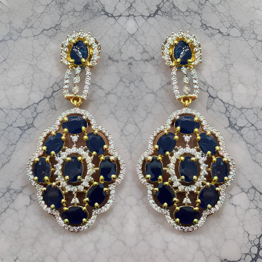 Dazzle with these exquisite sapphire and diamond earrings