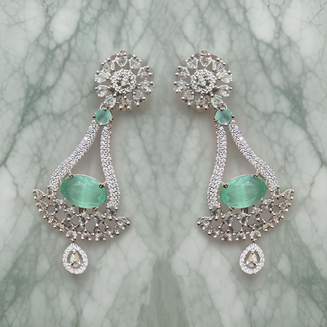 Dazzle with these exquisite green and white earrings