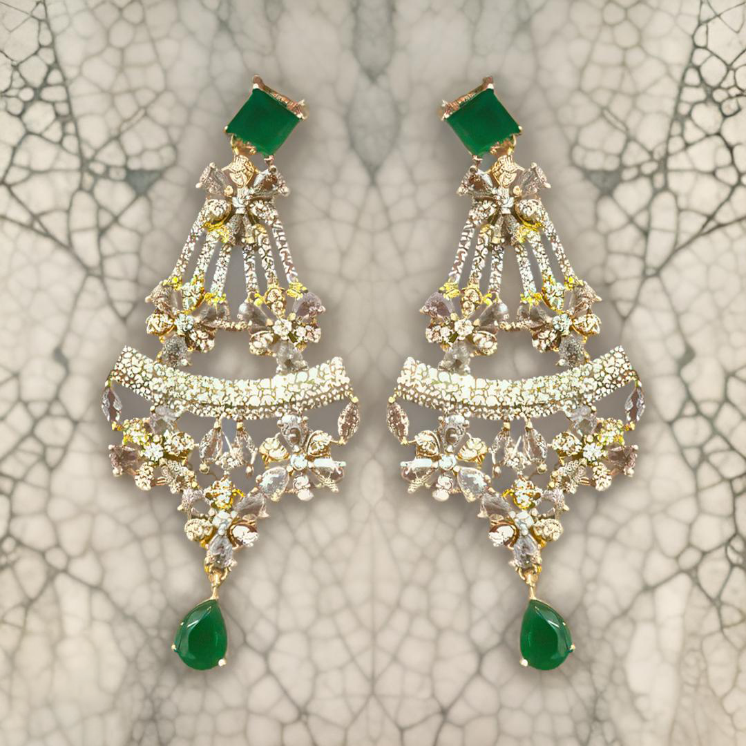 Dazzle with these exquisite green and white earrings