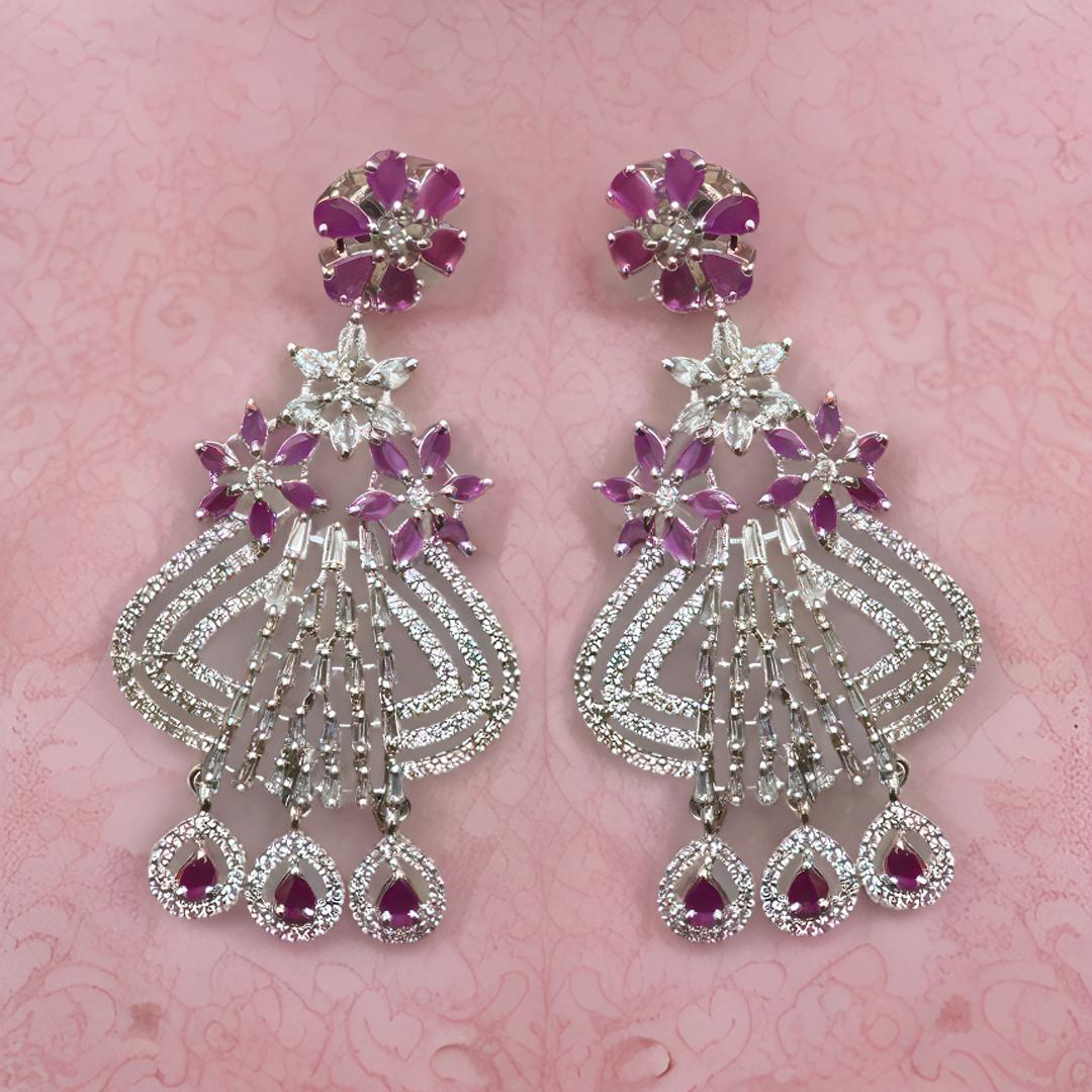 Dazzle with these exquisite pink and white earrings